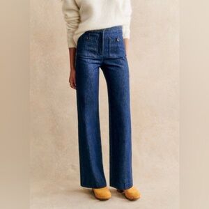 Sezane Dark Blue Wide-Leg Jeans